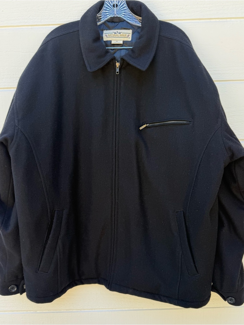 Natural Issue Men's Dark Charcoal Zip-Up Wool Blend Jacket